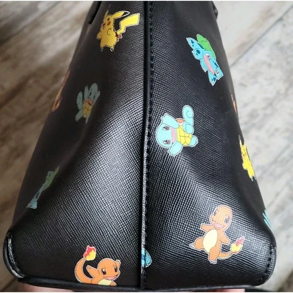 Loungefly Pokémon Black Purse RARE Retired All-Over Print Starters HEART LOGO - Picture 8 of 15